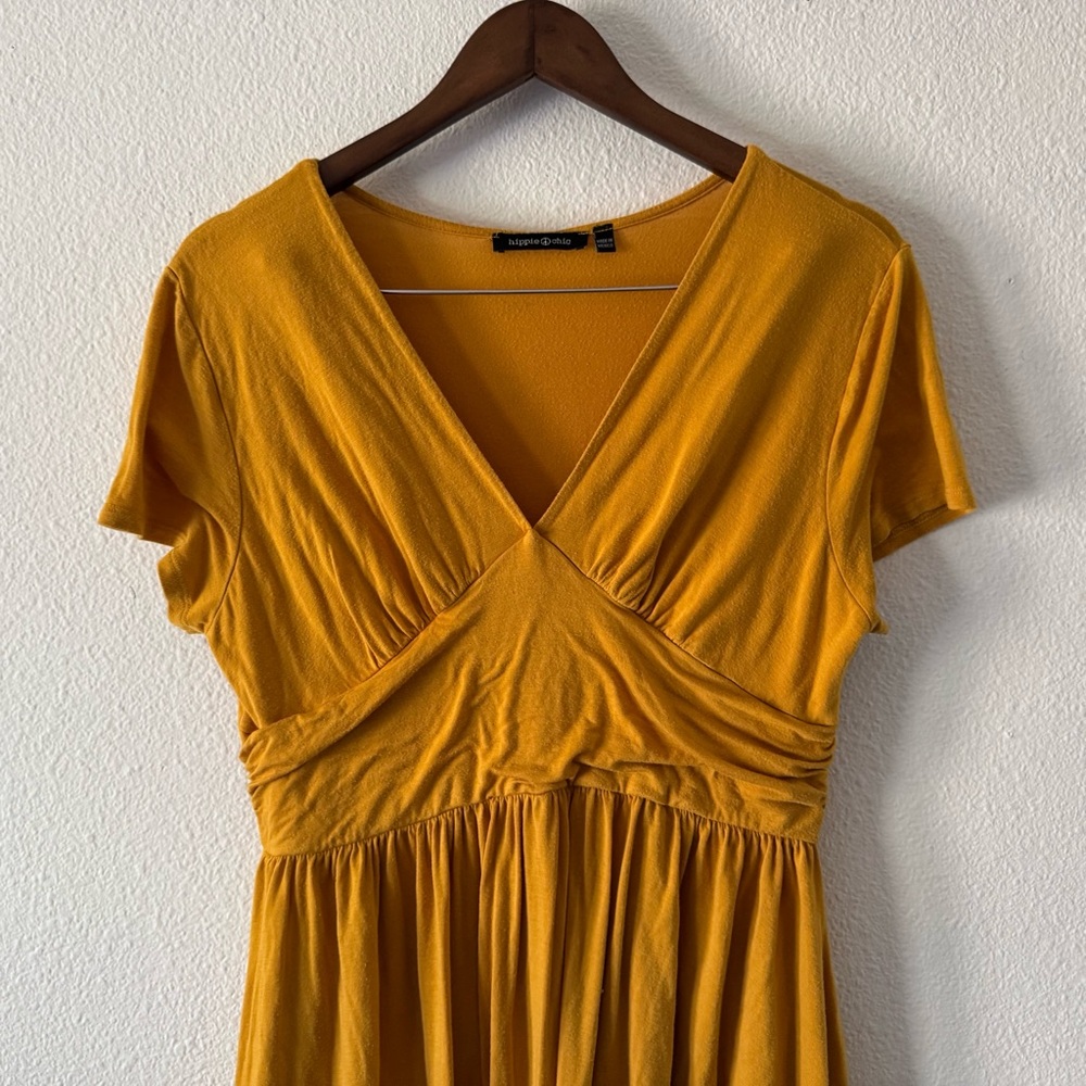 Hippie Chic Mustard Yellow Midi Dress Size SM Boho Coquette Cottagecore Boho - Picture 4 of 9
